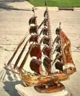 VINTAGE MCM C JERE STYLE MODERNIST TALL SHIP  21" METAL SAILING BOAT SCULPTURE — photo 8