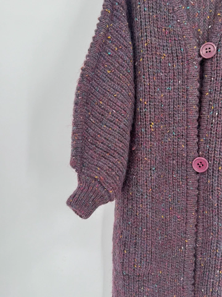 Suéter Cárdigan Largo Mezcla Lana Moteada Morado Vintage Espejos de Krizia Talla M Foto 4 de 4