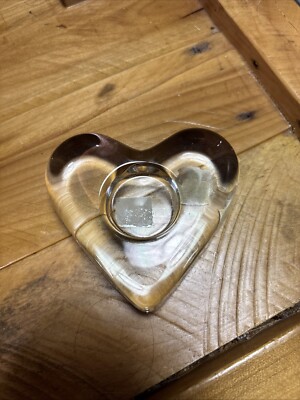 Vintage Oscar de la Renta Heart Candleholder Austria  Crystal Paperweight
