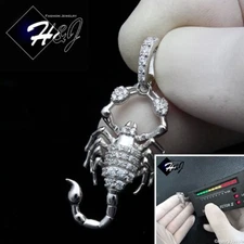 MEN WOMEN SOLID 925 STERLING SILVER BLING MOISSANITE 3D SCORPION PENDANT*MP523