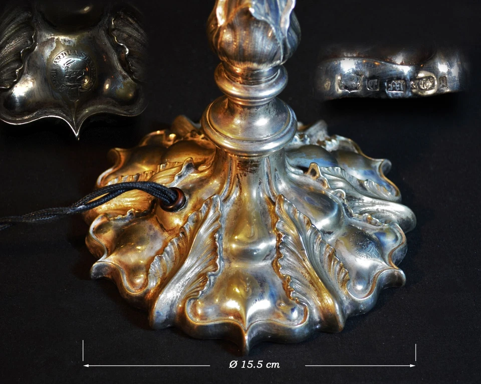 Victorian lamp silver plated art nouveau Commutative Latin motto, Hallmark C1850 - Image 3 of 4