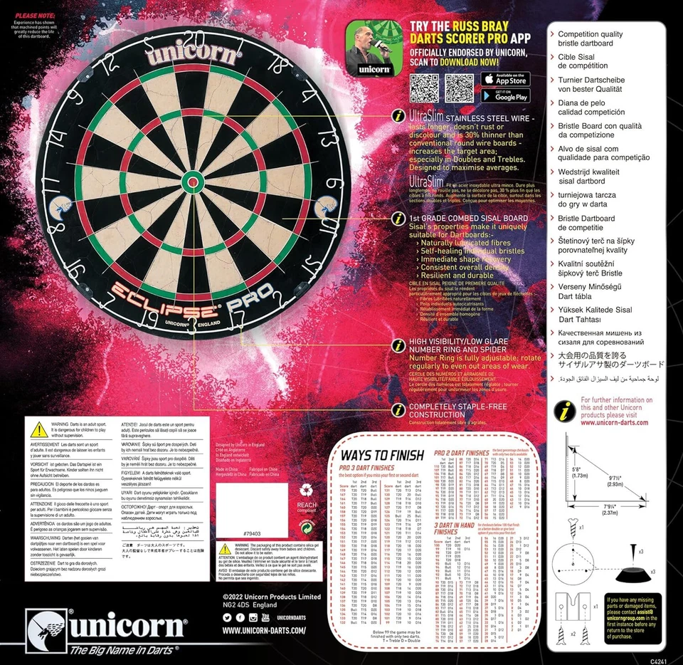 Unicorn Eclipse Pro Bristle Board | Dartborard Dartscheibe Turnierboard Sisal - Bild 4 von 4
