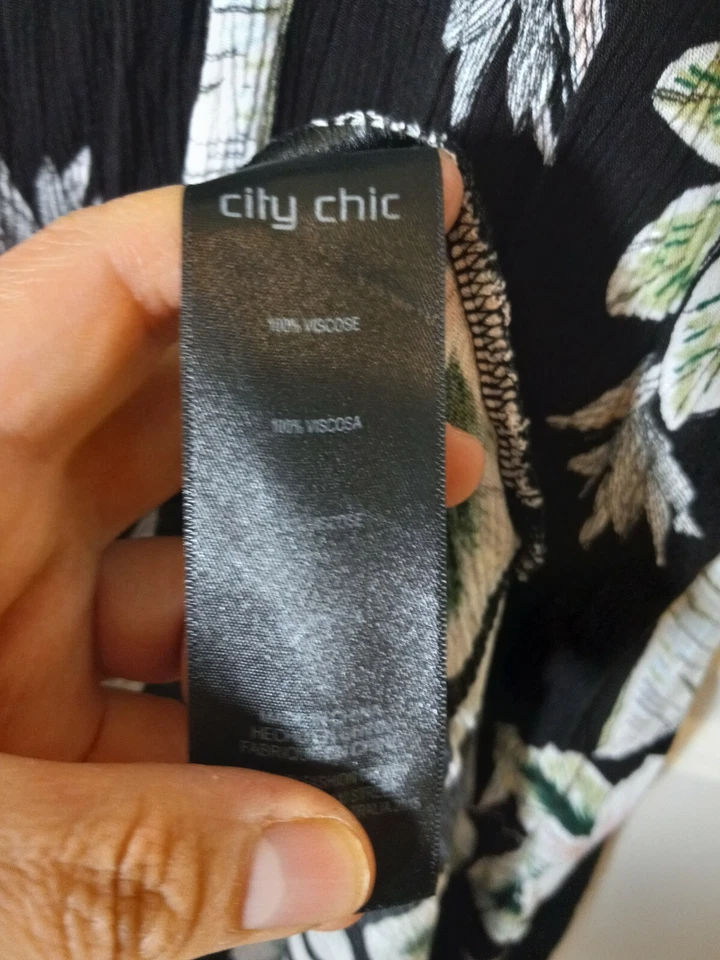 CITY CHIC Women's Multi Color Drawstring Waist Midi Dress Slit Sides Size S /16 - Image 4 of 4