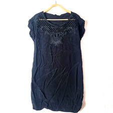 SEED HERITAGE Womens Tunic Dress Size 6 Black Lace Detail Short Sleeve Ladies