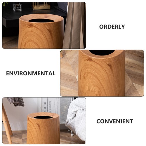 Home Trash Holder Kitchen Rubbish Container Wooden Garbage Bin Wood Garbage Can - 第 6/12 張圖片