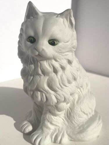 ARTMARK Persian Cat Lamp figure Ceramic Green Eyes Night Light - Afbeelding 1 van 5