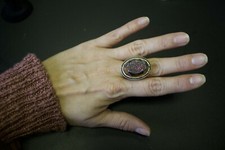 STERLING SILVER 925 LARGE PURPLE/GREEN DRUZY RING ADJUSTABLE