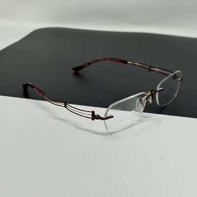 Charmant Eyeglasses XL 2003 RE Line Art Red Rimless FRAMES ONLY Japan 51 [] 19