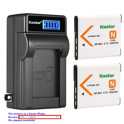 Kastar Battery LCD Wall Charger for Sony NP-BN1 BN1 & Type N Sony BC-CSN BC-CSNB