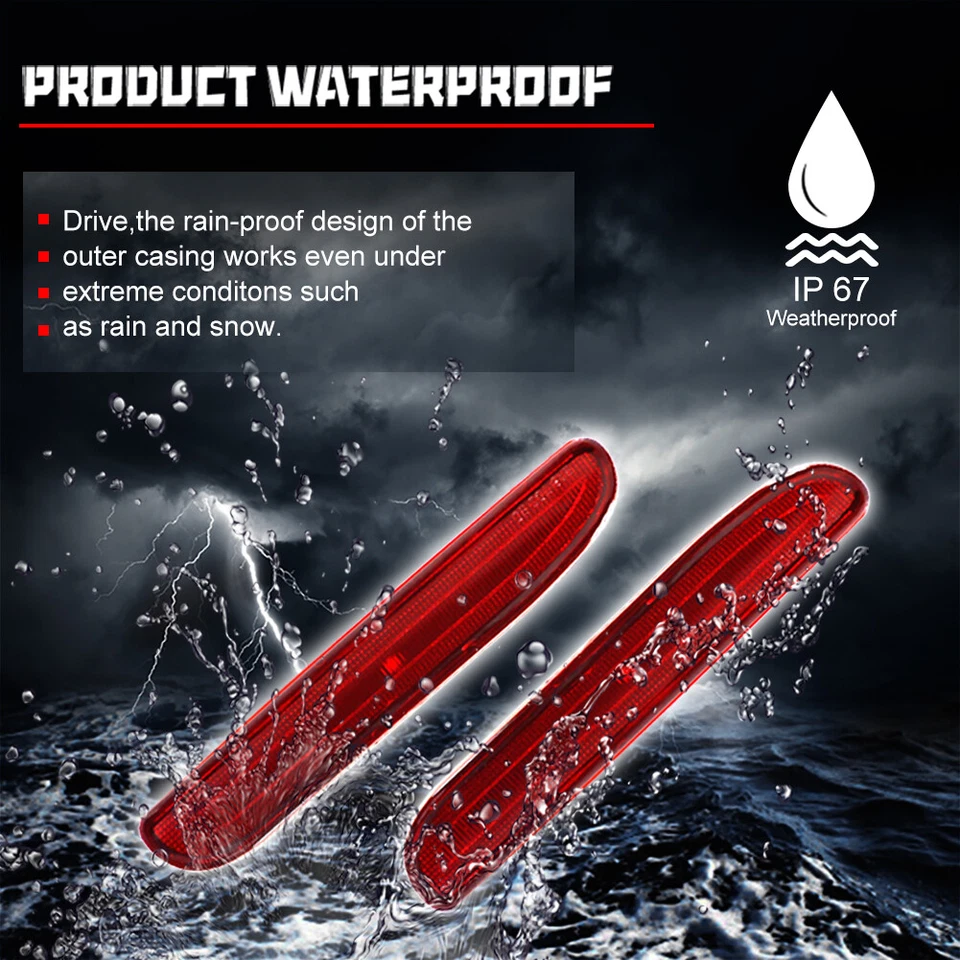 Par de tampa de luz de sinalização marcador lateral traseiro vermelho para 1994-1998 Ford Mustang - Imagem 4 de 4