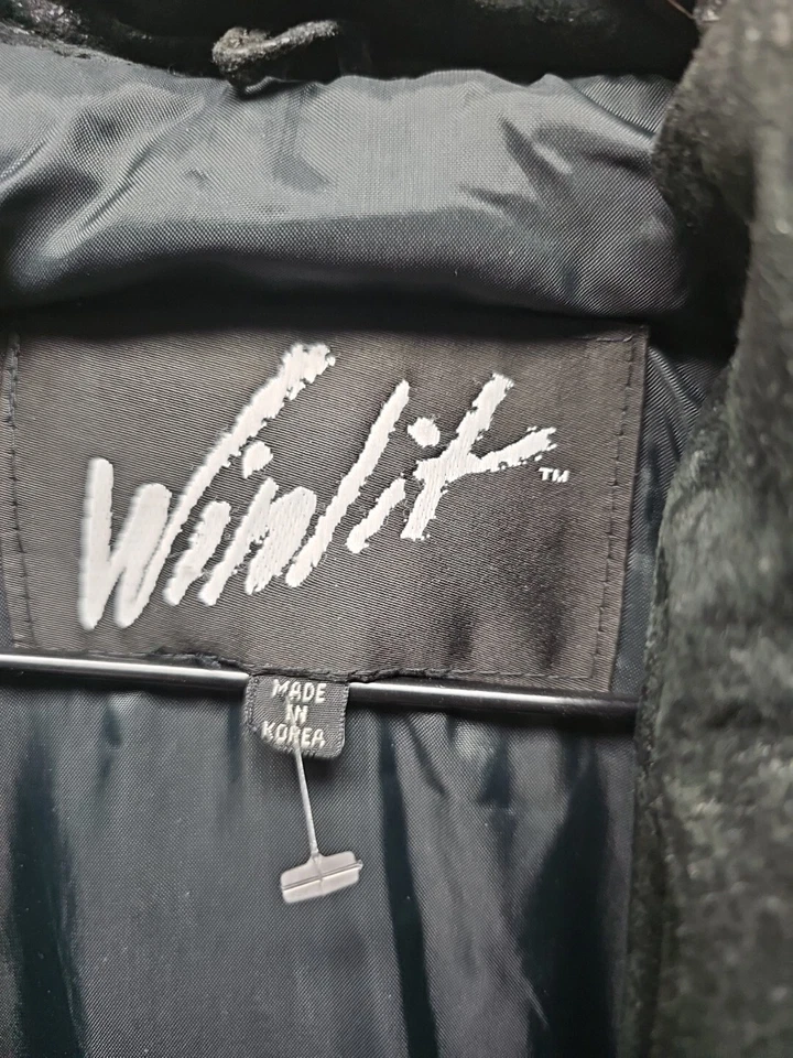 Chaqueta de cuero Winlit vintage años 80 hombreras largas negras para mujer talla M retro Foto 2 de 4