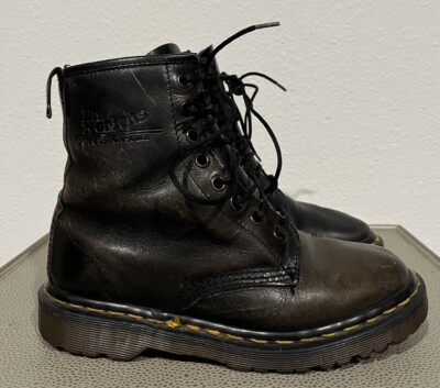 Rare VINTAGE MARTENS 1460 Faded BLACK BOOTS 4UK
