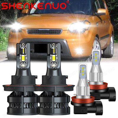 For 2014-2020 Kia Soul LED Headlight High/Low + Fog Light Bulbs Combo H13+H11