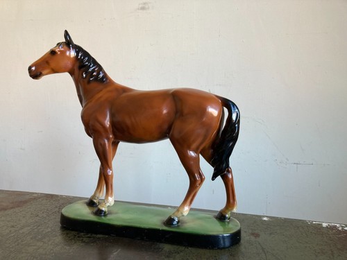 Vintage Large Mounted Chalkware Racehorse Figure Ornament Horse Racing c1950s - Picture 13 of 21