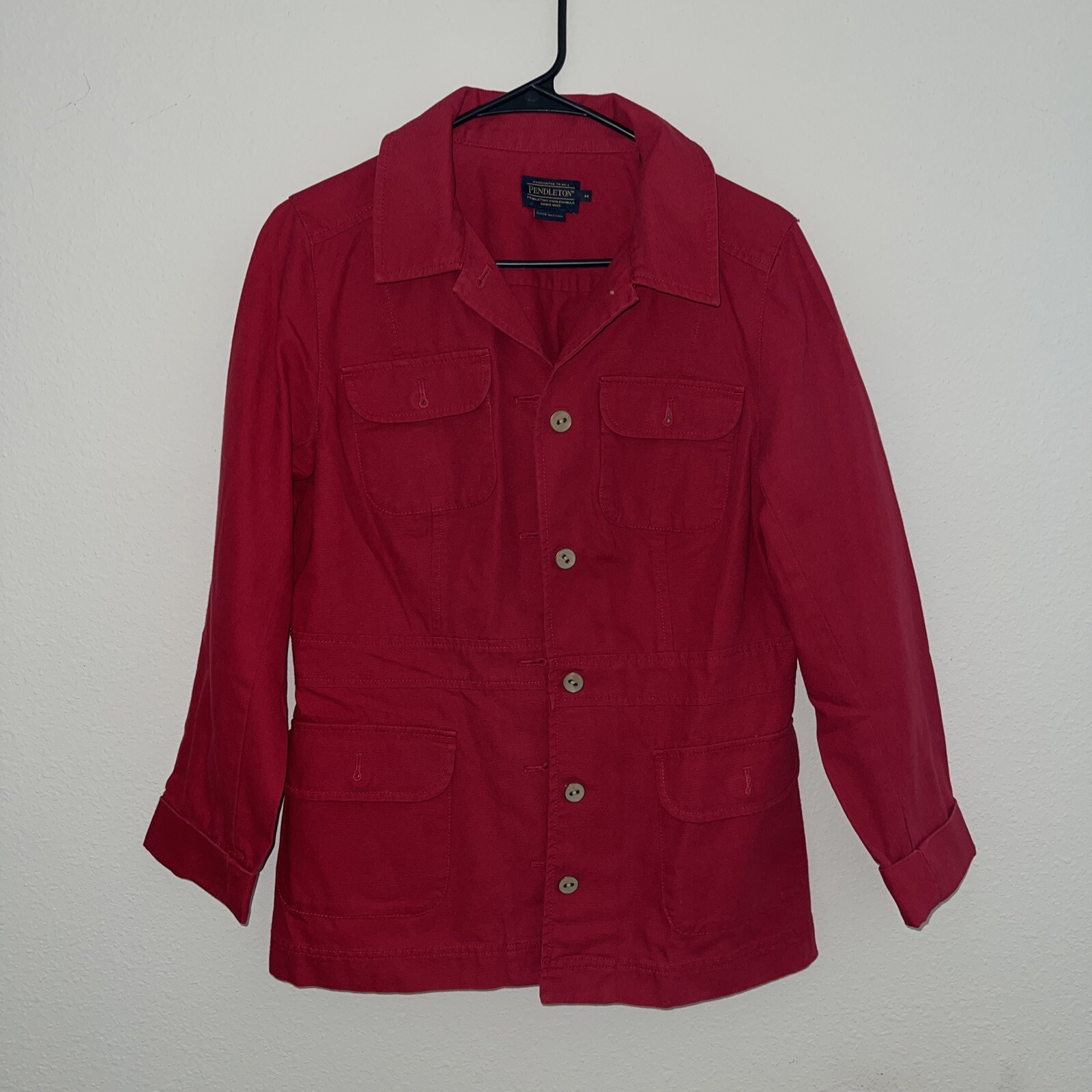 Pendleton Red Lightweight Button Cotton Cargo Poc… - image 2