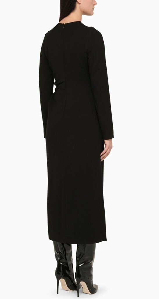 Dries Van Noten Size 42 Black Dalba Long-Sleeve Draped Viscose