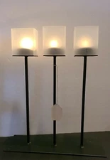Set of Free Standing Tealight Candle Holders (4) Black Metal Sturdy Art Deco 
