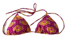 Vtg 90 Blue Island Beach Bikini Top Soft Cup Adjust Strap Removable Pads Medium