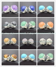 Huge Pretty Fashion Natural 12mm Multicolor Gemstone Round Beads Stud Earring