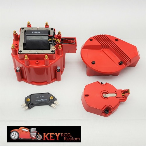 GM HEI Red Distributor Cap & Rotor Set SBC BBC 65K Volt Coil Module