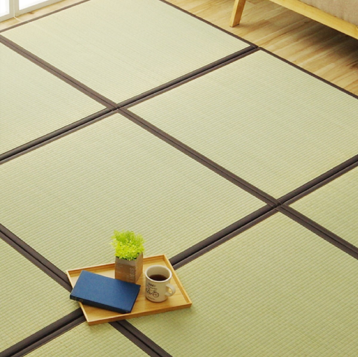 IKEHIKO Japanese rush grass Tatami Mat 82×82cm Rug Carpet Green