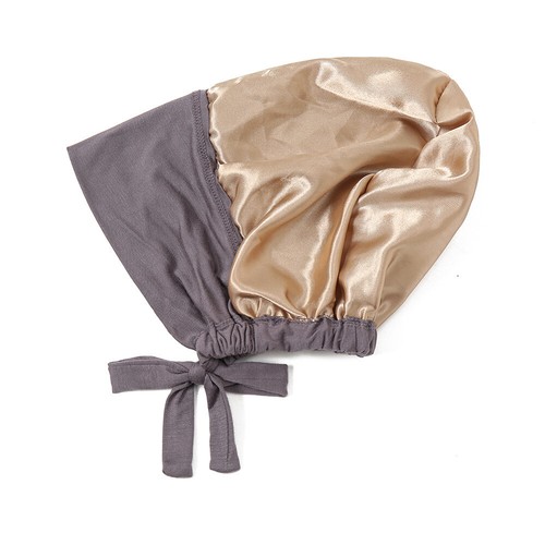 1pc / 2pcs Solid Color Double Layer Satin Jersey Hijab Inner Cap Women's Hat Cap - 第 31/38 張圖片