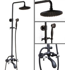 Black Oil Rubbed Brass Bathroom Rainfall Shower Faucet Set Tub Mixer Tap shg115
