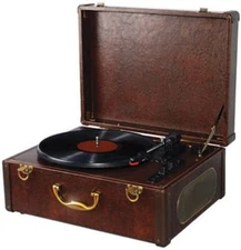 Innovative Technology USB Turntable Suitcase with Audio Editing Software, Brown