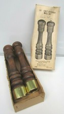 Rare Vintage 10" Salt  Pepper Mill Set NOS NEW Cherrywood Walnut Shaker Grinder