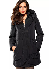Ladies Heine Zip & Buttton Parker Jacket In Black Uk Sz 22p Bnew