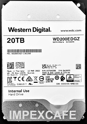 Western Digital 20TB, Internal, 7200RPM, 3.5