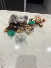 Mixed Brands Lot of 4 Pacifier Holders Baby Toys Plush Avent Wubbanub LeBeBe +