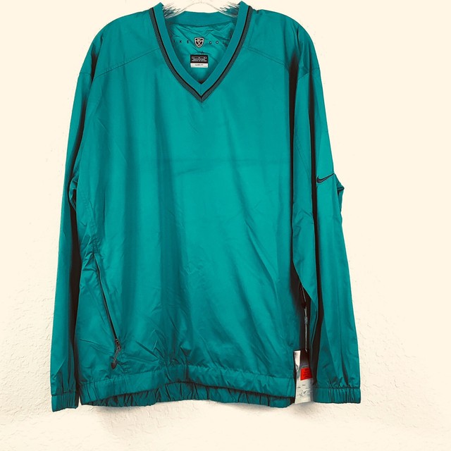Nike Golf Mens Pullover Jacket Windbreaker ClimaFit Large Green Side