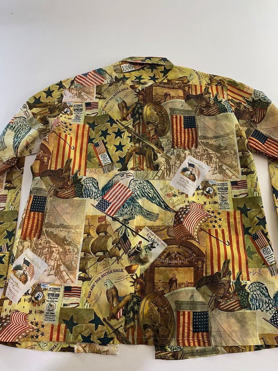 Chemise Vintage Media "Happy Birthday America" Années 70 - Taille L 16.5 X 34/35, Manches Longues, Occasion Excellent état