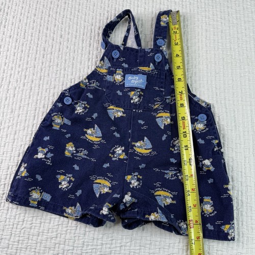 Vintage OshKosh B'gosh Pirat Pup Sea Overall Shorts Shortalls USA Vestbak 12 M - Picture 11 of 14