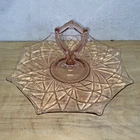 Antique Pink Depression Glass Serving Tray  With Handle