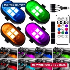 Upgraded Wireless LED Lights for Car, Rechargeable Interior Car Lights with 8 Co