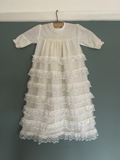 Vintage Christening Baptism Gown Off White Tiered Lace 6-12 Months Caroline Jane