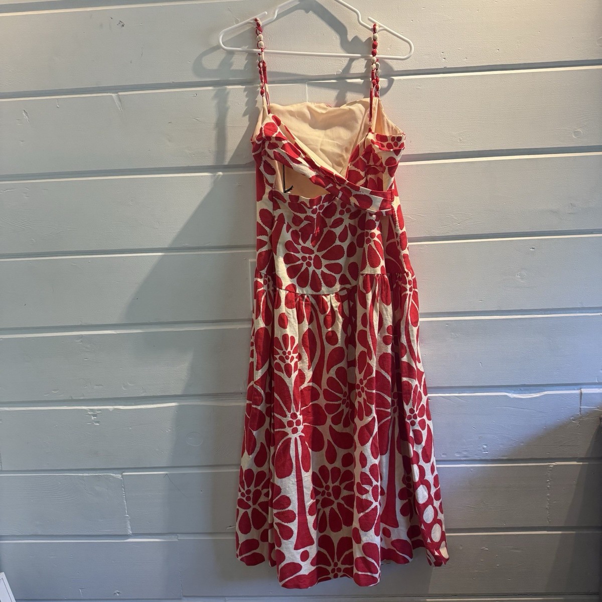 NWT Christian Lacroix Red/Ivory Linen Blend Palermo Floral Midi Dress 12 |  eBay