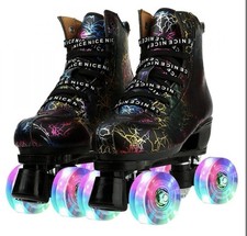 Women Roller Skates Classic High-Top Outdoor Skate Roller Light-Up Four-Wheel