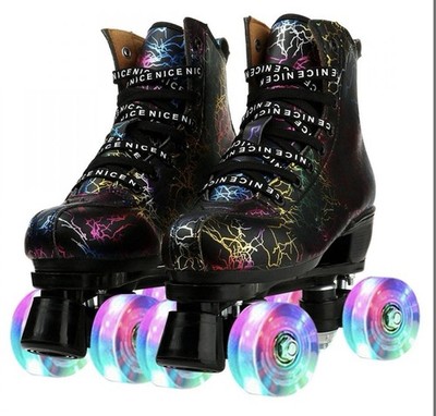 Women Roller Skates Classic High-Top Outdoor Skate Roller Light-Up Four-Wheel