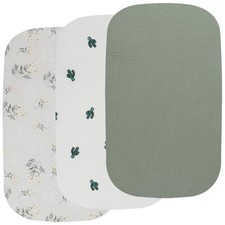 Onacosht Muslin Bassinet Sheets 3 Pack, 100 Cotton Baby Fitted Sheet 33" x 1...