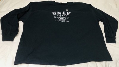 UNLV Rebels Pre-Shrunk College Long Sleeve Tee Black 4XL 100% Cotton