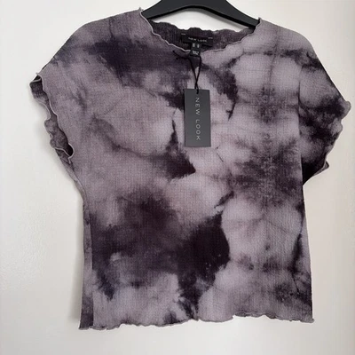 BNWT New Look Women's Lightweight Top, Size 14. Grey Batik Style Print - Image 1 of 4