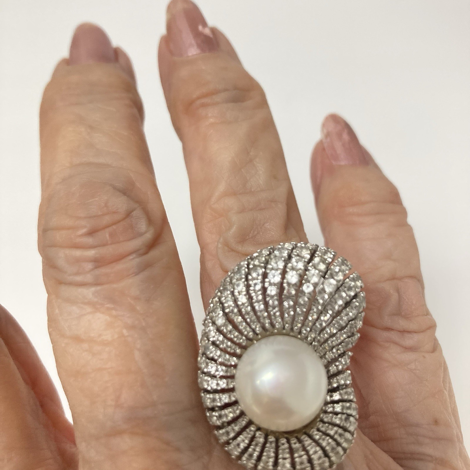 Cocktail Ring-8-Silver Statement - image 7