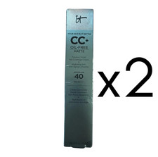 It Cosmetics CC Oil-Free Matte Poreless Finish Cream LOT OF 2 SPF 40 Tan NIB