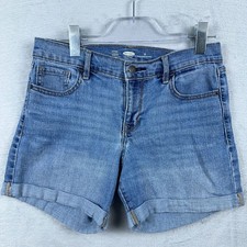 Old Navy Cutoff Denim Jeans Fitted Shorts Roll Cuff 5 Pocket Womens Size 8 Reg