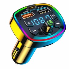 Car Bluetooth 5.0 FM Transmitter 2.1A USB Charger MP3 Player 393.7 in