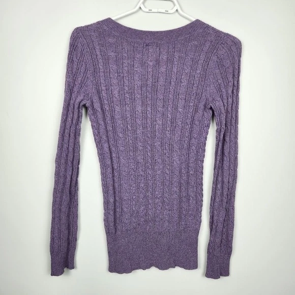 Elena Gilbert ASO Vampire Diaries Iconic Purple Cable Knit Sweater Size S Y2K - Изображение 3 из 4