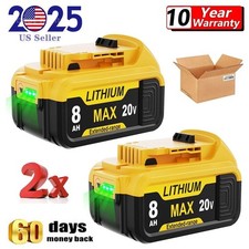 2Pack For DeWalt 20V 20 Volt Max 8.0AH Lithium Ion Battery DCB206 DCB205 DCB204